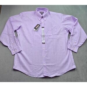Kirkland Mens Button Down Long Sleeve Shirt 17-34/35 Purple NWT NON IRON